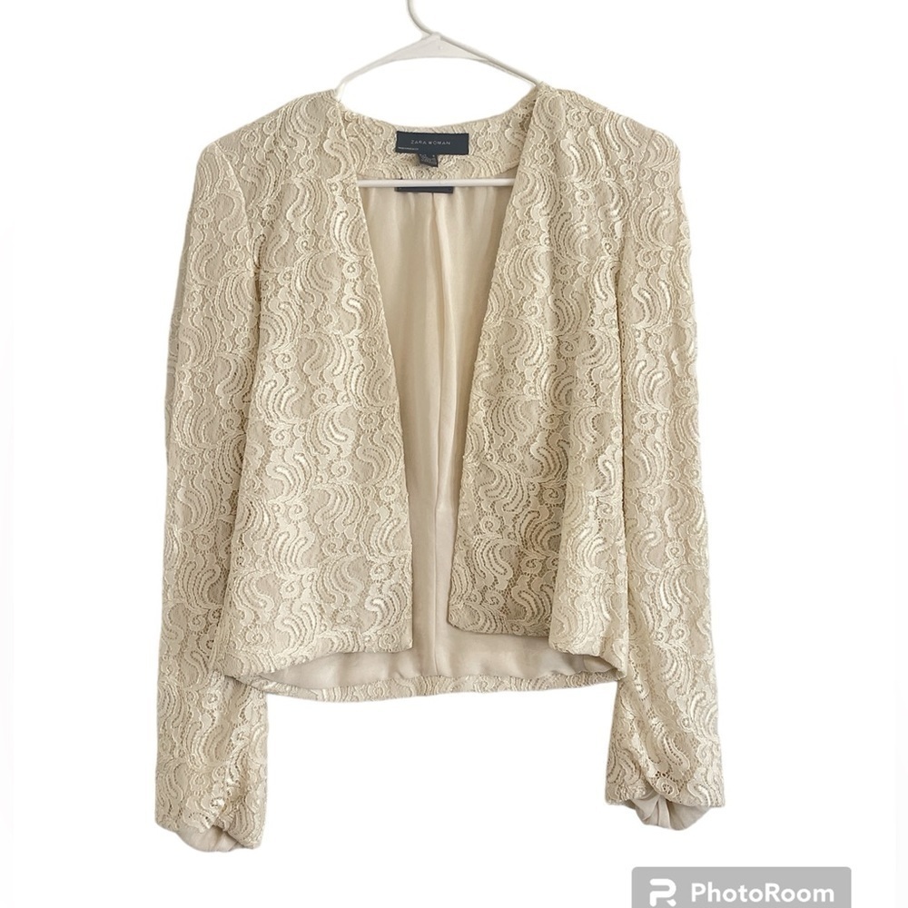 Zara white blazer coat, lace - limited release